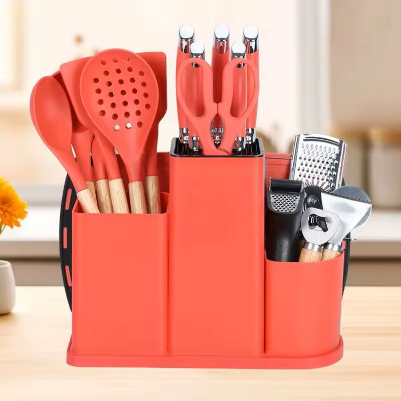 20pcs Kitchen Silicone & Stainless Steel Knife Utensil Set