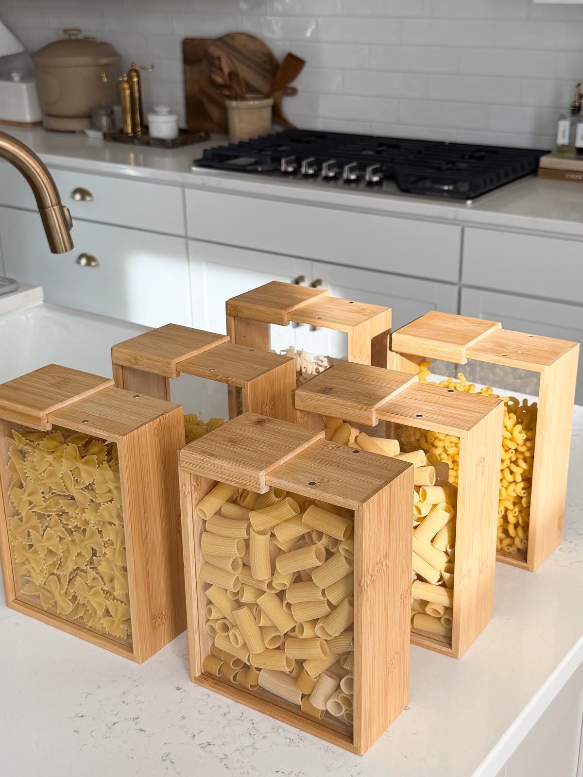 1pc Bamboo Square Storage Container with sliding Lid & unprinted label